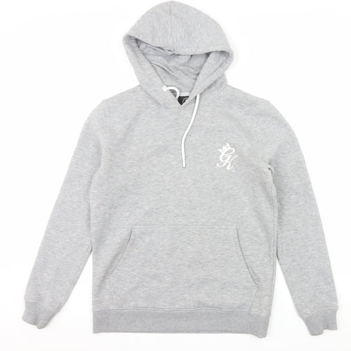 GK Men's Grey Pullover Hoodie Size L Fleece Logo Sweatshirt