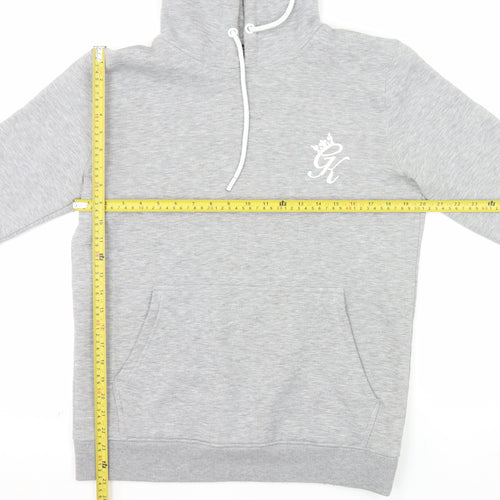 GK Men's Grey Pullover Hoodie Size L Fleece Logo Sweatshirt