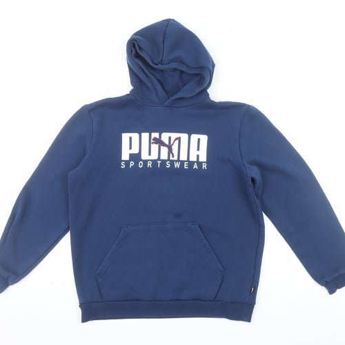 Puma Boys Blue 15-16 Years Pullover Hoodie with Graphic Print