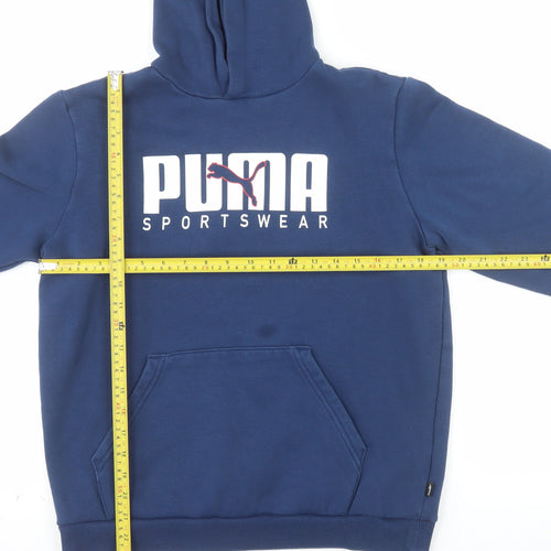 Puma Boys Blue 15-16 Years Pullover Hoodie with Graphic Print