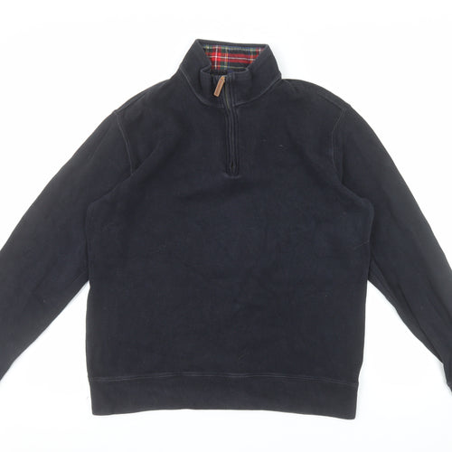 Lands' End Men's Black 1/4 Zip Cotton Pullover Sweatshirt M