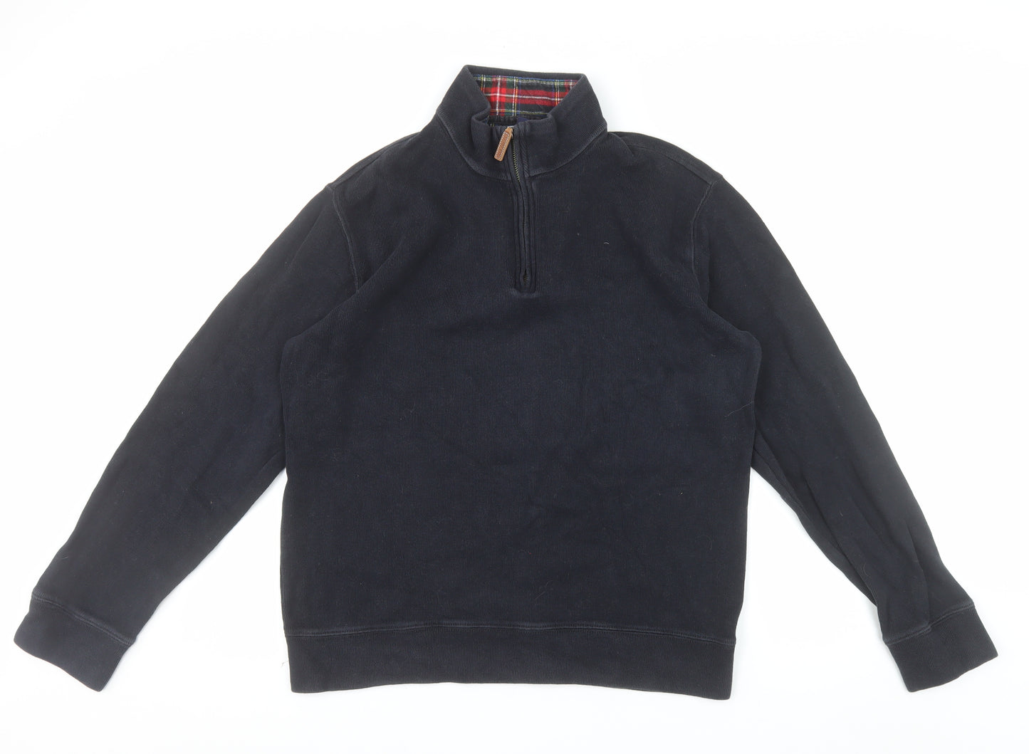 Lands' End Men's Black 1/4 Zip Cotton Pullover Sweatshirt M