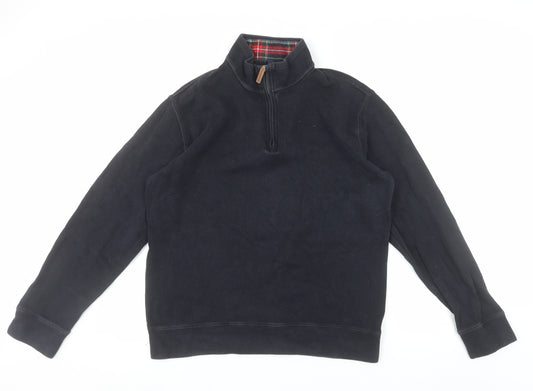 Lands' End Men's Black 1/4 Zip Cotton Pullover Sweatshirt M