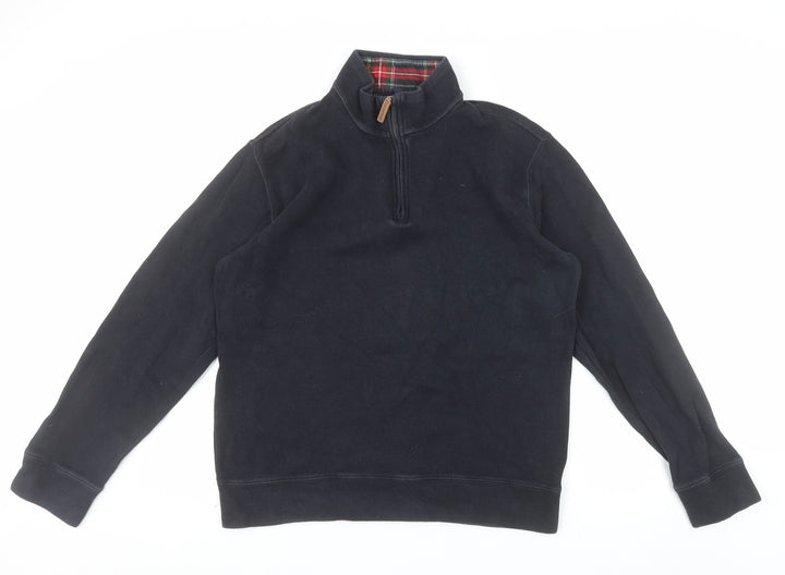 Lands' End Men's Black 1/4 Zip Cotton Pullover Sweatshirt M