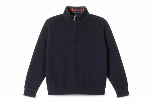 Front view of Lands' End Men's Black 1/4 Zip Cotton Pullover Sweatshirt M