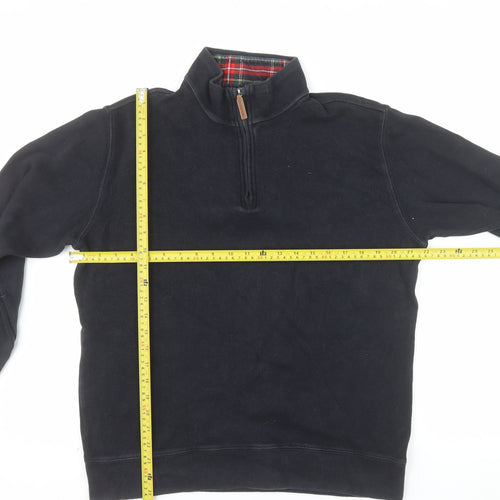 Lands' End Men's Black 1/4 Zip Cotton Pullover Sweatshirt M