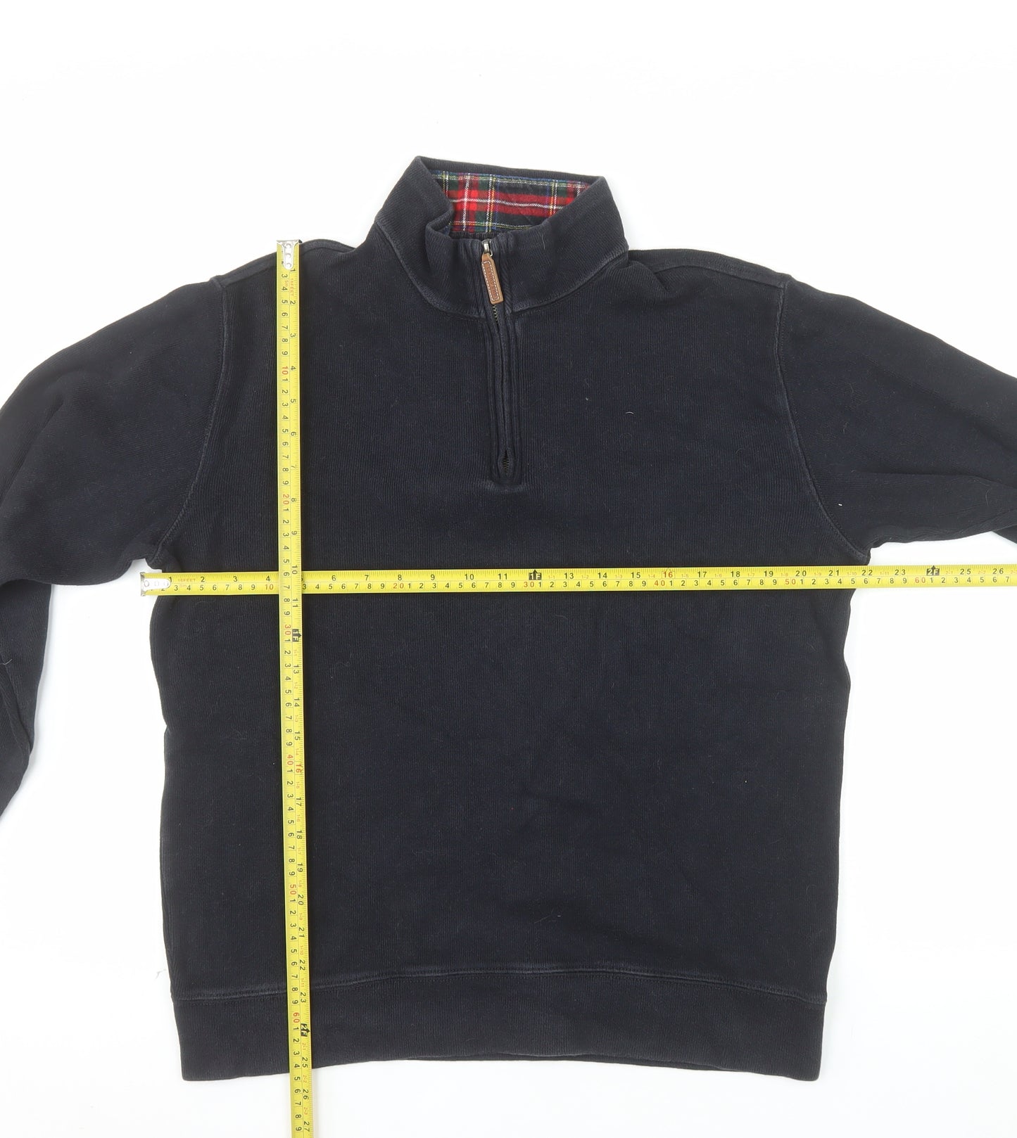 Lands' End Men's Black 1/4 Zip Cotton Pullover Sweatshirt M