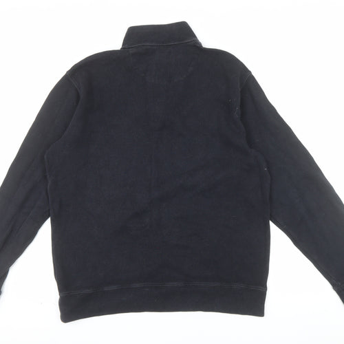 Lands' End Men's Black 1/4 Zip Cotton Pullover Sweatshirt M