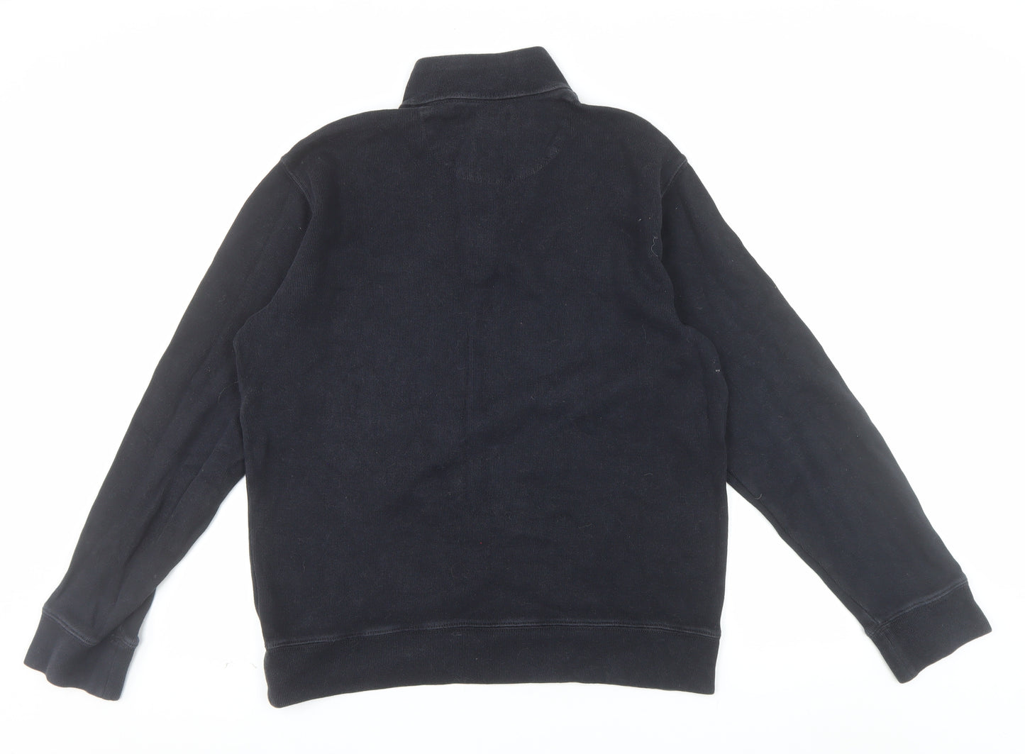 Lands' End Men's Black 1/4 Zip Cotton Pullover Sweatshirt M