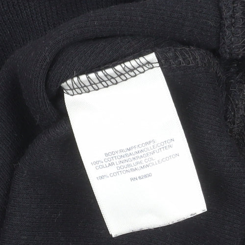 Lands' End Men's Black 1/4 Zip Cotton Pullover Sweatshirt M