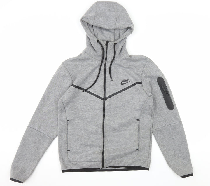 Nike Men's Grey Full Zip Hooded Sweatshirt S Sports Hoodie