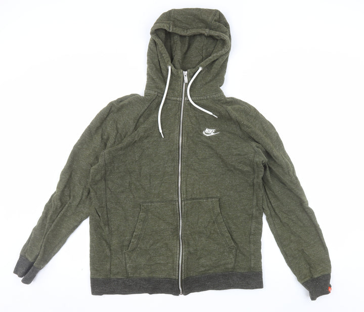 Nike Men’s Green Full Zip Hoodie M Sportswear Cotton Zip Up