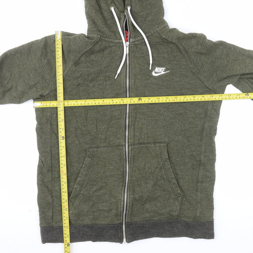 Nike Men’s Green Full Zip Hoodie M Sportswear Cotton Zip Up