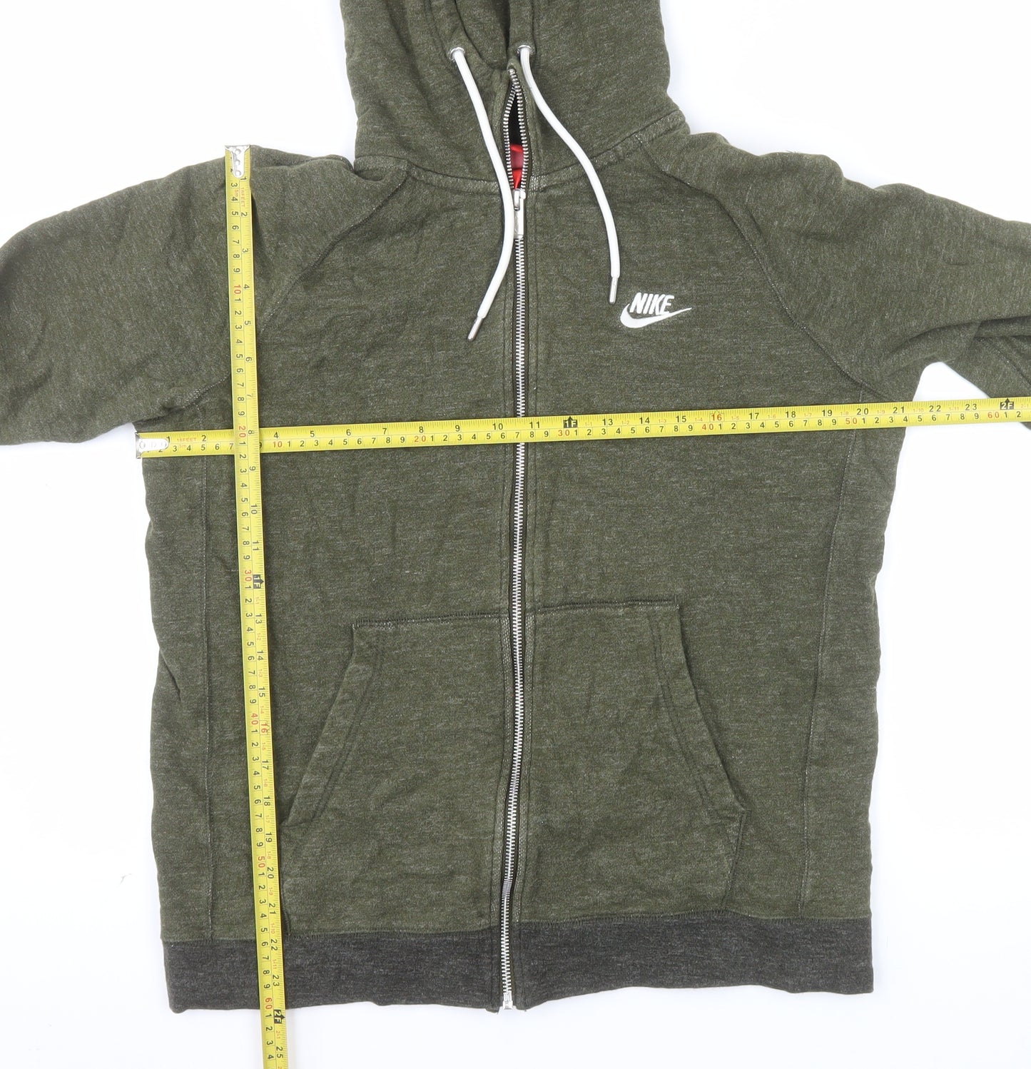 Nike Men’s Green Full Zip Hoodie M Sportswear Cotton Zip Up