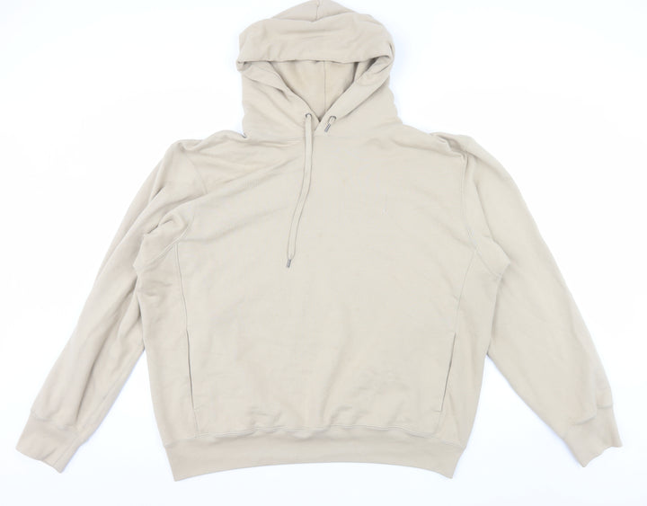 Uniqlo Men’s Beige 2XL Pullover Hoodie Fleece Cotton Blend