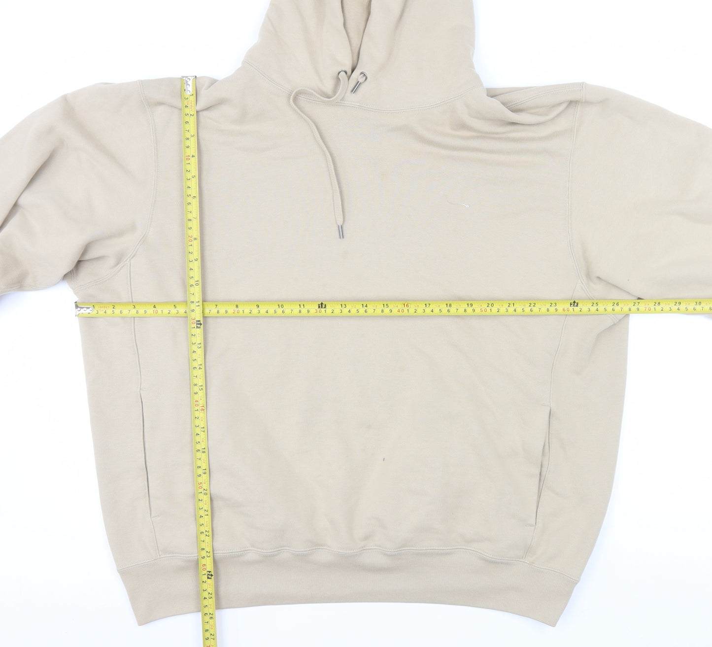 Uniqlo Men’s Beige 2XL Pullover Hoodie Fleece Cotton Blend