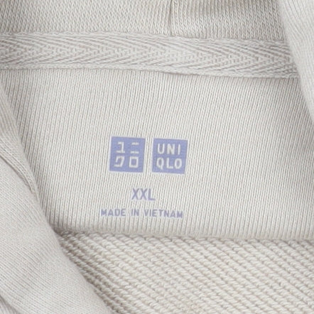 Uniqlo Men’s Beige 2XL Pullover Hoodie Fleece Cotton Blend
