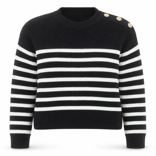 H&M Women’s Black White Striped Chunky Knit Jumper Size 12