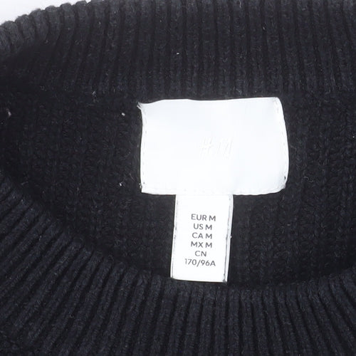 H&M Women’s Black White Striped Chunky Knit Jumper Size 12