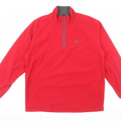 Trespass Men's Red 2XL Fleece 1/4 Zip Pullover Sweatshirt
