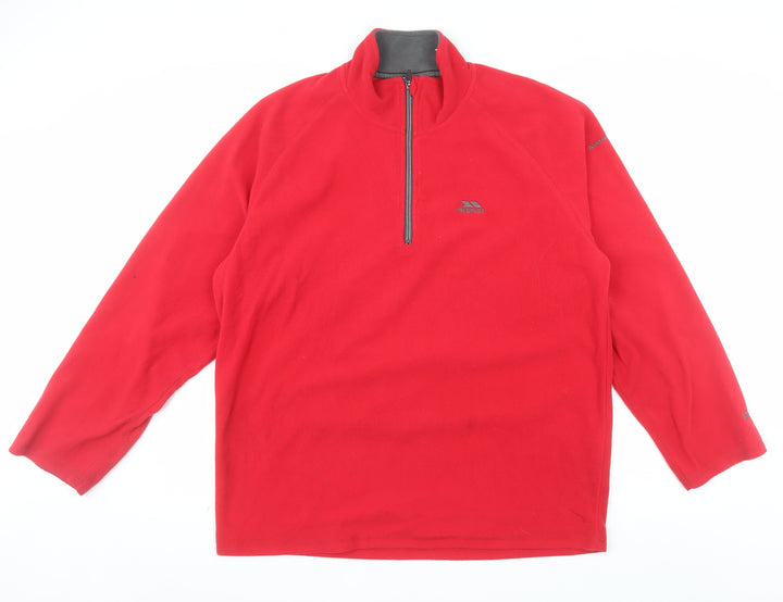 Trespass Men's Red 2XL Fleece 1/4 Zip Pullover Sweatshirt