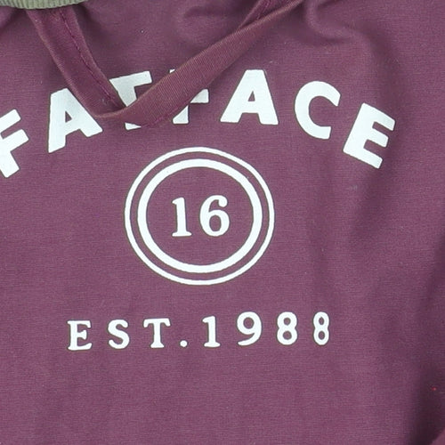 FatFace Women's Purple Size 16 Hooded Waterproof Parka Jacket