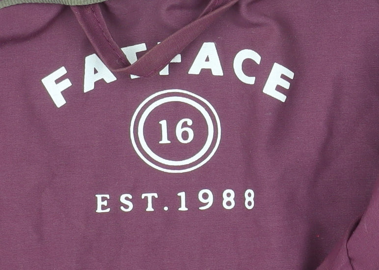 FatFace Women's Purple Size 16 Hooded Waterproof Parka Jacket