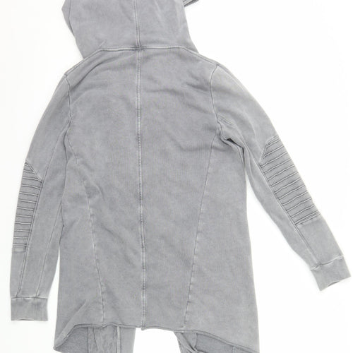 H&M Divided Women Grey Longline Full Zip Hoodie Size S Cotton Blend