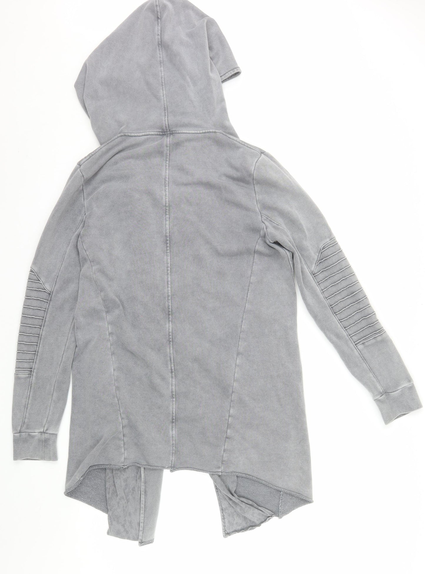 H&M Divided Women Grey Longline Full Zip Hoodie Size S Cotton Blend