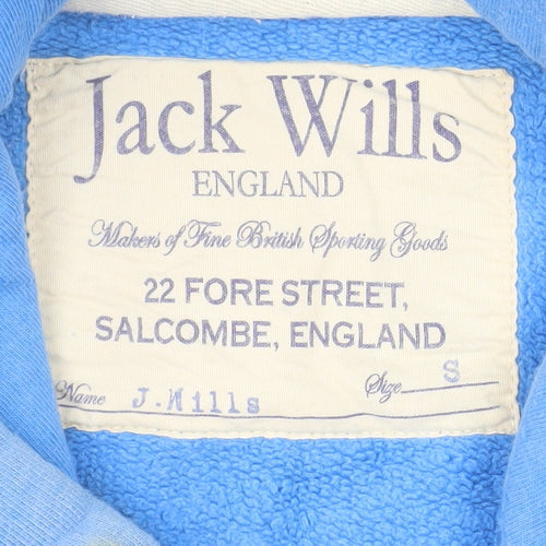 Jack Wills Men's Blue Pullover Hoodie Size Small Cotton Graphic