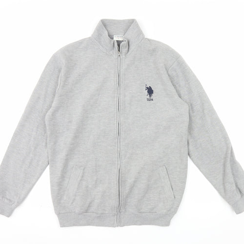 U.S. Polo Assn. Men's Grey Full Zip Sweatshirt XL Logo