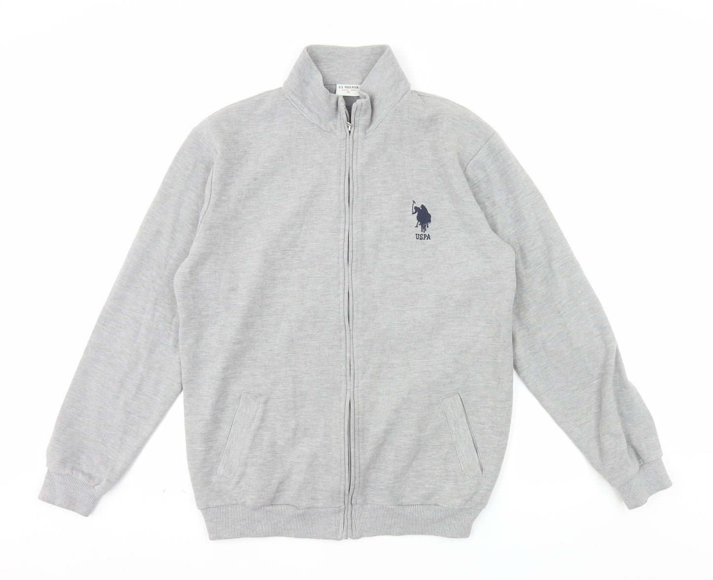 U.S. Polo Assn. Men's Grey Full Zip Sweatshirt XL Logo