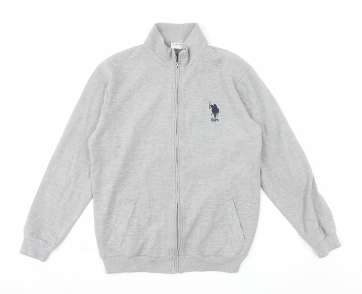 U.S. Polo Assn. Men's Grey Full Zip Sweatshirt XL Logo