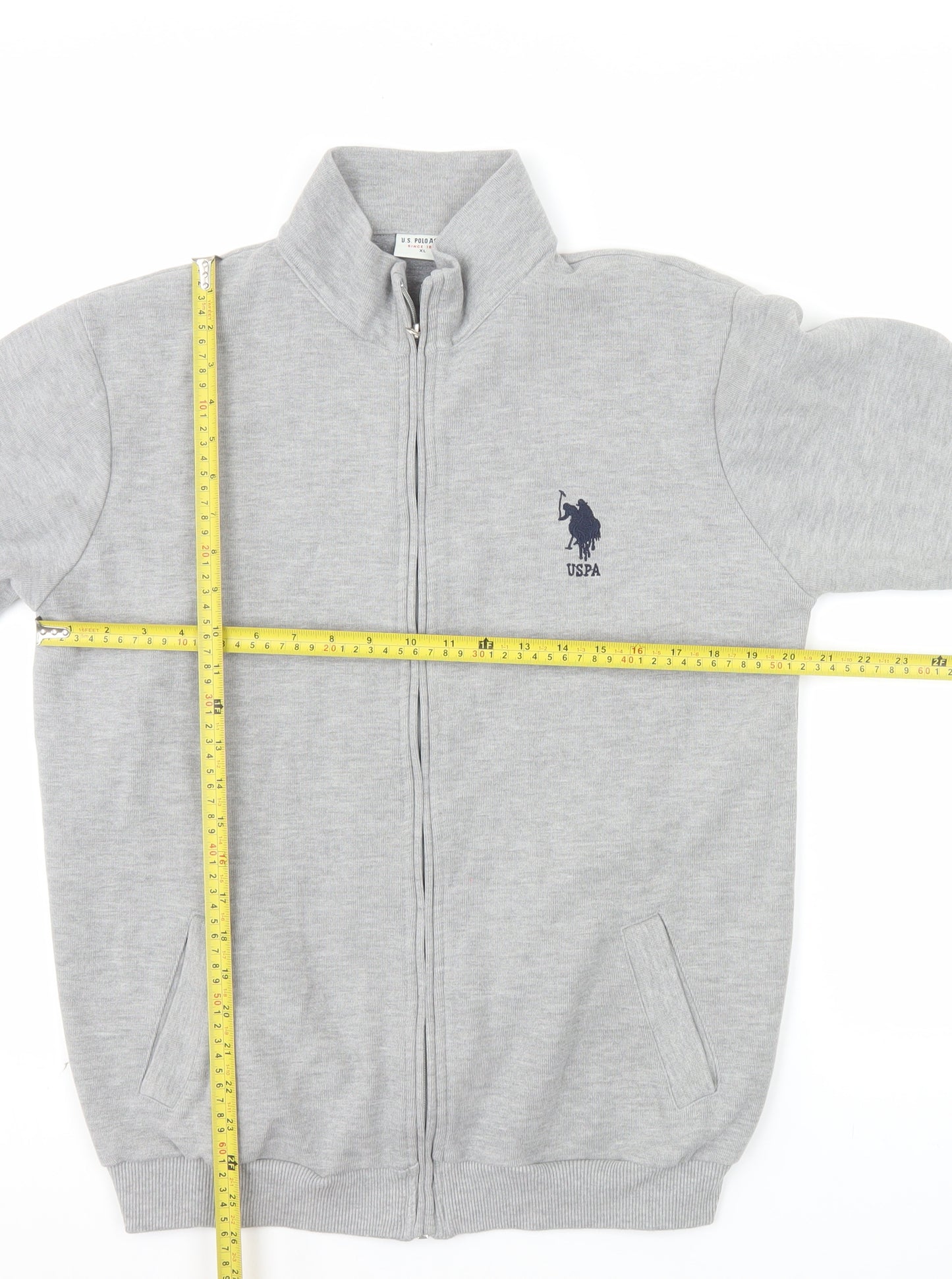 U.S. Polo Assn. Men's Grey Full Zip Sweatshirt XL Logo
