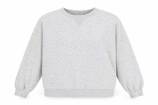 Front view of Next Weekend Essentials women’s grey small pullover sweatshirt