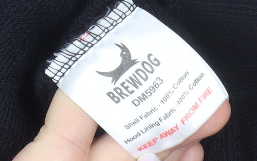 BrewDog Men's Black Full Zip Hoodie Small Beer Logo Sweatshirt