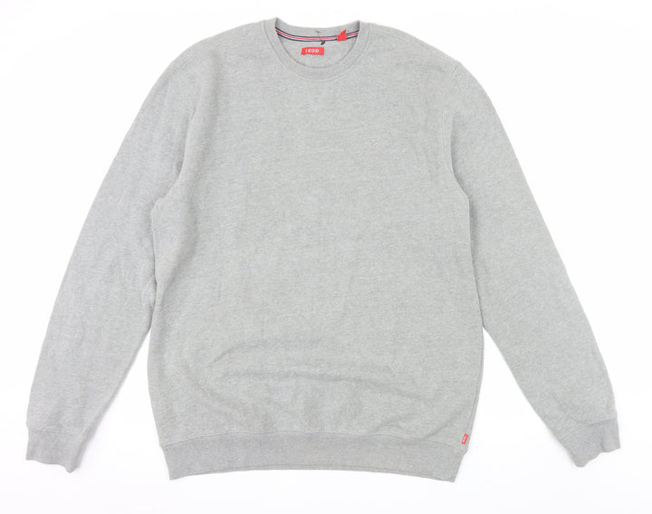 IZOD Mens Grey Crew Neck Pullover Sweatshirt Size L Regular Fit