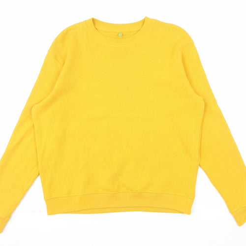 Teemill Womens Yellow Organic Cotton Crew Neck Pullover Sweatshirt Size 8
