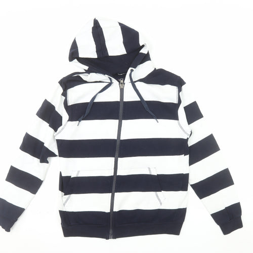 Porto Mare Women’s Navy White Striped Full Zip Hoodie Size S