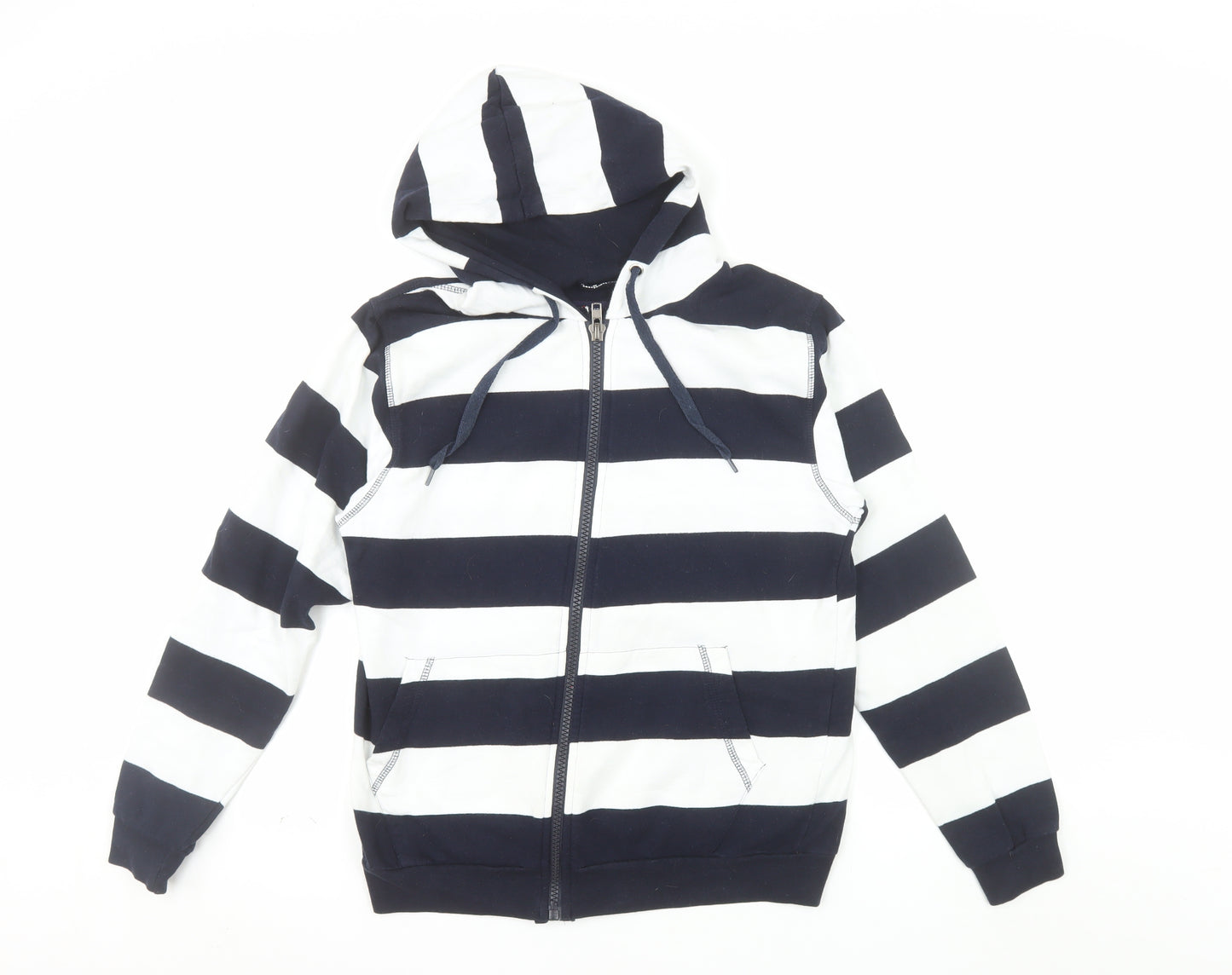 Porto Mare Women’s Navy White Striped Full Zip Hoodie Size S