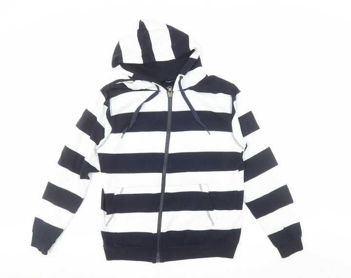 Porto Mare Women’s Navy White Striped Full Zip Hoodie Size S