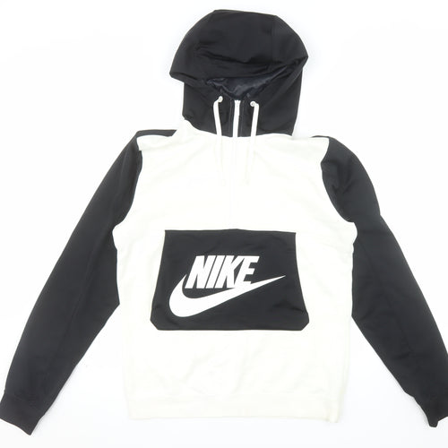 Nike Men's Black White Pullover Hoodie Small Fleece Sportswear