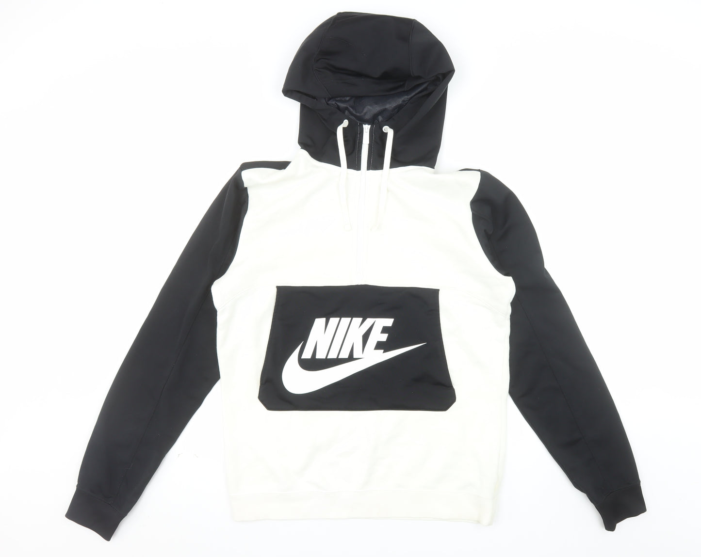 Nike Men's Black White Pullover Hoodie Small Fleece Sportswear