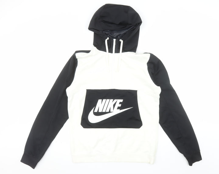 Nike Men's Black White Pullover Hoodie Small Fleece Sportswear