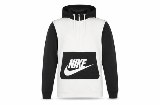 Front view of Nike Men's Black White Pullover Hoodie Small Fleece Sportswear