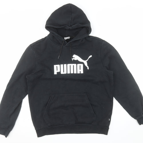 Puma Men’s Black Pullover Hoodie Fleece Logo Regular Fit Size M