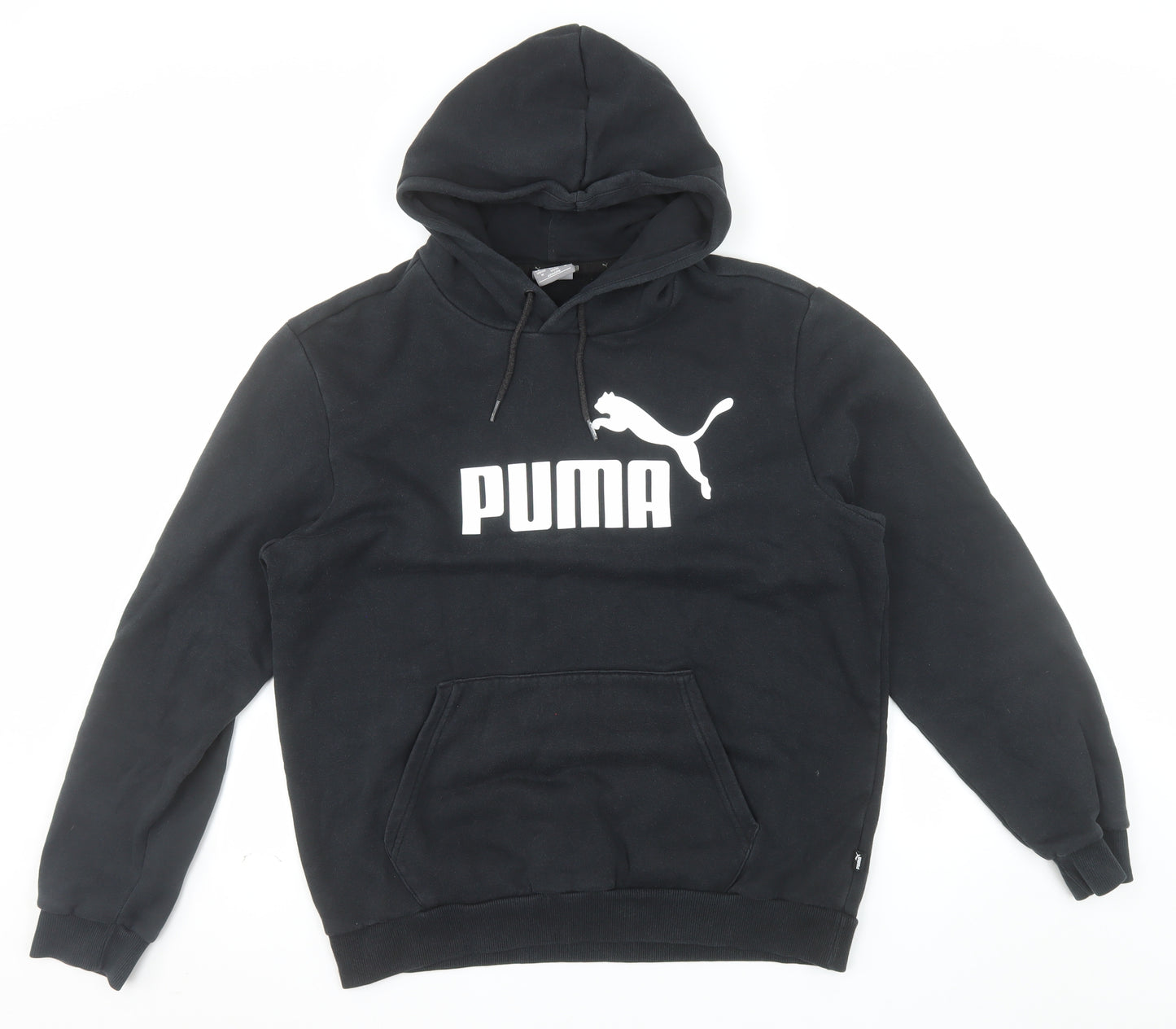 Puma Men’s Black Pullover Hoodie Fleece Logo Regular Fit Size M