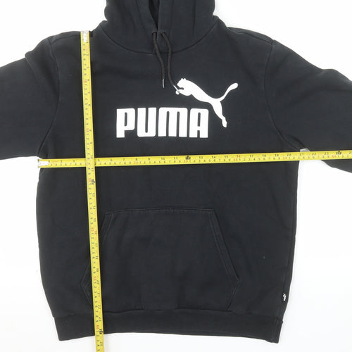 Puma Men’s Black Pullover Hoodie Fleece Logo Regular Fit Size M