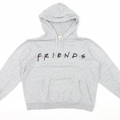 H&M L.O.G.G. Womens Grey Friends Hoodie Size M Cotton Blend