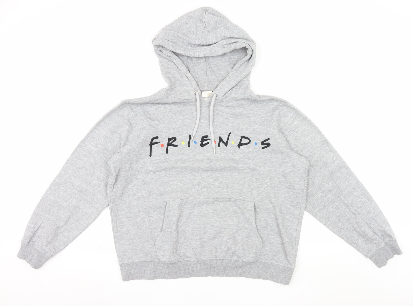 H&M L.O.G.G. Womens Grey Friends Hoodie Size M Cotton Blend